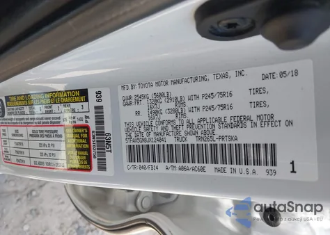 2018 Toyota Tacoma Sr from USA, damaged, VIN 5TFAX5GN8JX124041